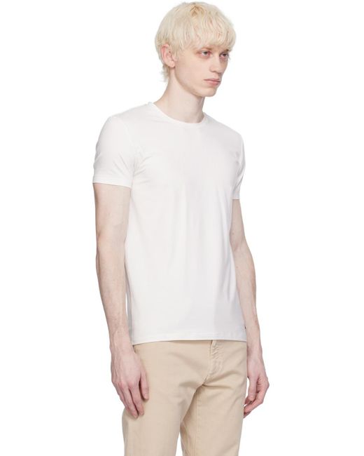T-shirt blanc cassé à encolure arrondie Zegna pour homme en coloris Multicolor