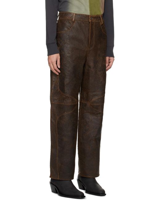 Pantalon hide brun en cuir Eckhaus Latta pour homme en coloris Black