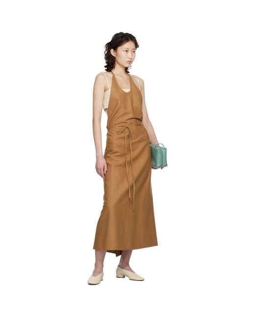 Baserange Black Tan Wild Silk Apron Midi Dress