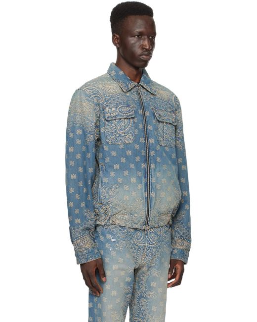 Amiri Blue Indigo Bandana Denim Jacket for men