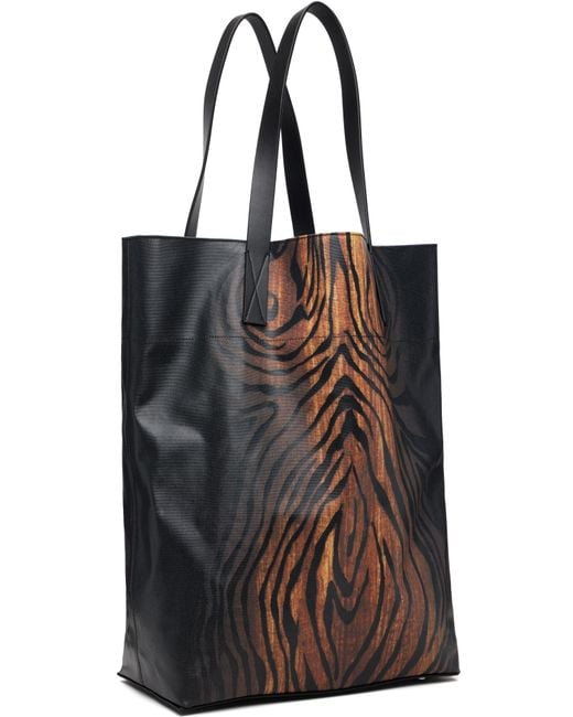 Jean Paul Gaultier Coated Canvas Printed Wood Tote in Black for
