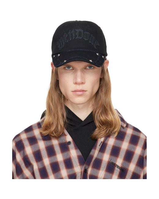 we11done Blue Gothic Logo Vintage Baseball Cap for men