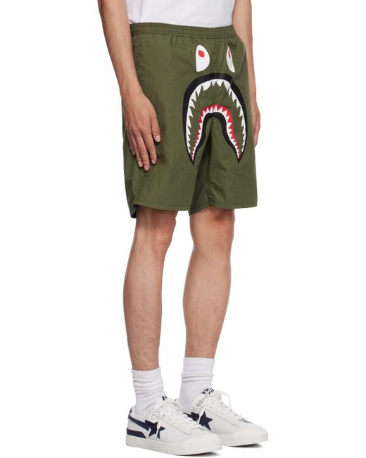 A Bathing Ape Blue Camo Shark Reversible Shorts for men