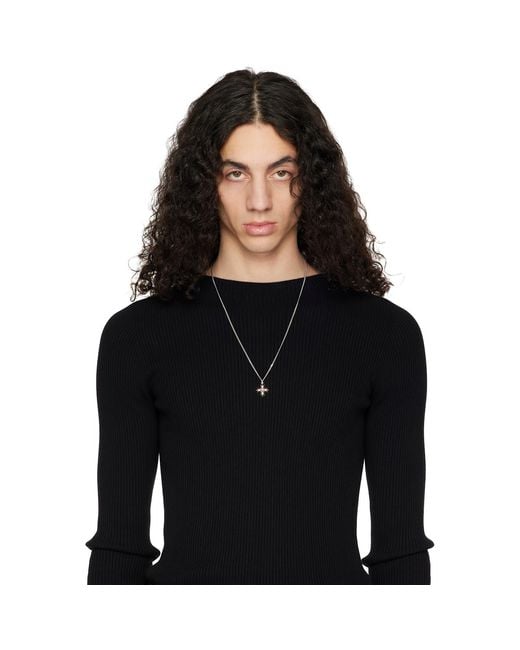 Emanuele Bicocchi Metallic Crest & Crystal Necklace for men