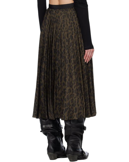 Sacai Black Leopard Print Maxi Skirt