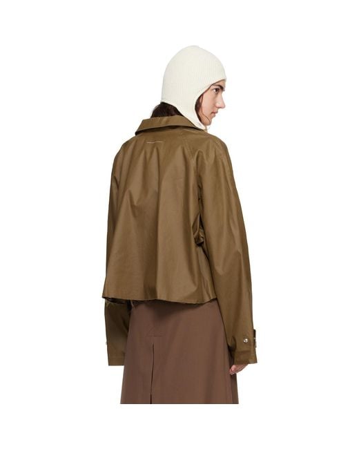 MM6 by Maison Margiela Brown Khaki Coated Short Trench Jacket
