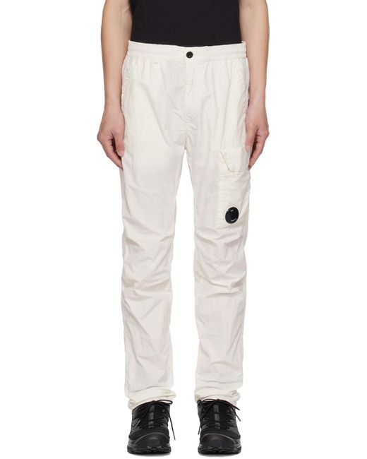 C P Company C.p. Company White Garment-dyed Sweatpants for men