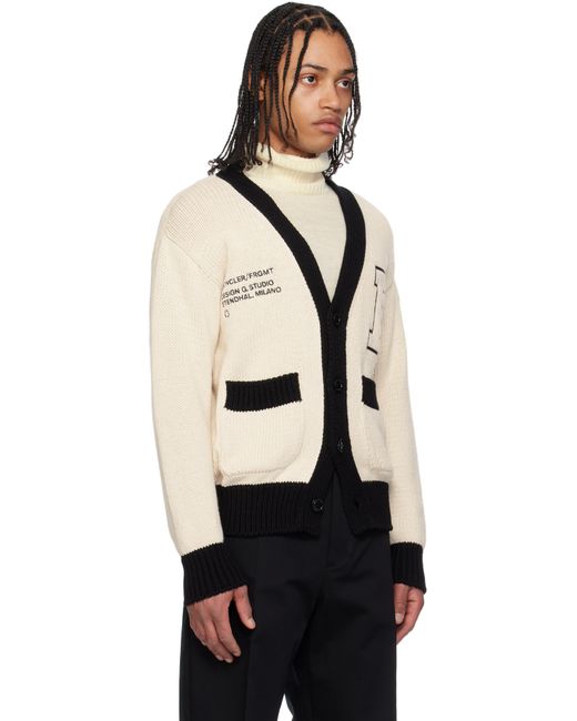 メンズ Moncler Genius Moncler X Frgmt Hiroshi Fujiwara オフホワイト 刺繍 コットン カーディガン Black