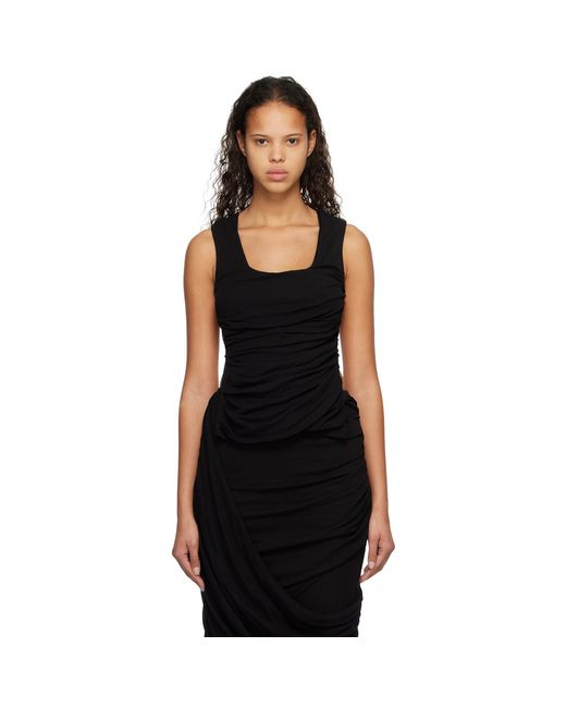 Subtle Le Nguyen Black Draped Tank Top