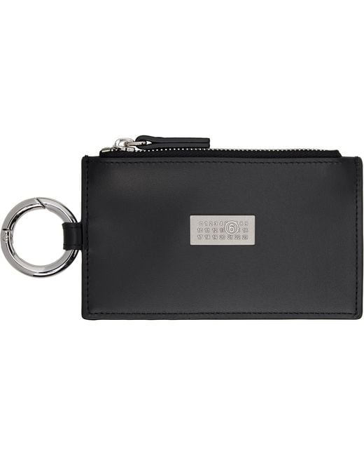MM6 by Maison Margiela Black Numeric Leather Key Ring Wallet