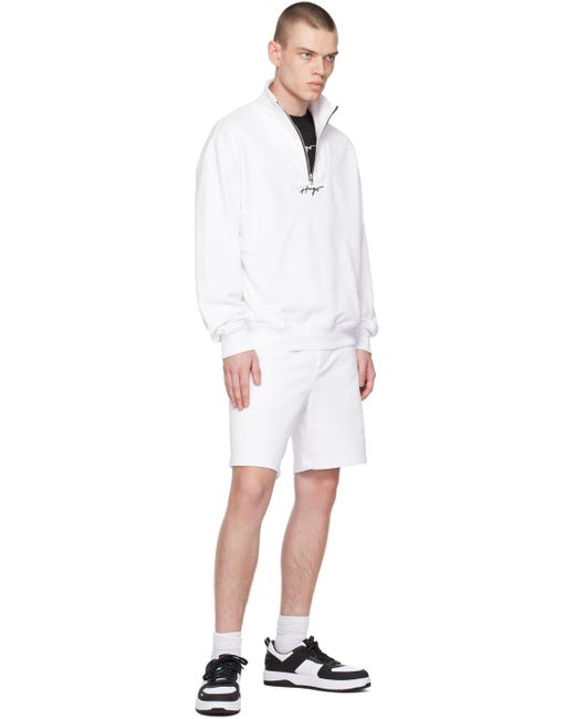 HUGO White Relaxed-fit Sweatshirt for men