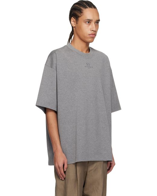 メンズ Wooyoungmi グレー コットン オーバーフィット Tシャツ Gray