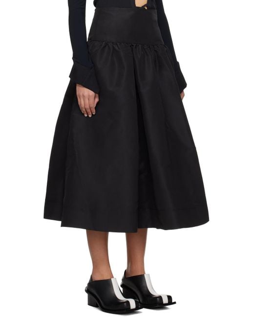 PAULA CANOVAS DEL VAS Black Puff Midi Skirt
