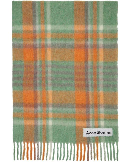 Acne Studios Orange & Green Check Scarf Lyst
