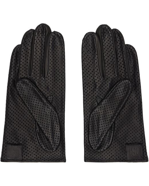 Handsome Stockholm Black Statement Perforated Gloves for men