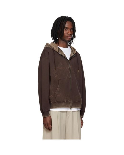 MMIC Brown Dusk Zip Up Hoodie for men