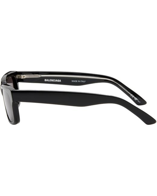 Balenciaga Black Rectangular Sunglasses for men
