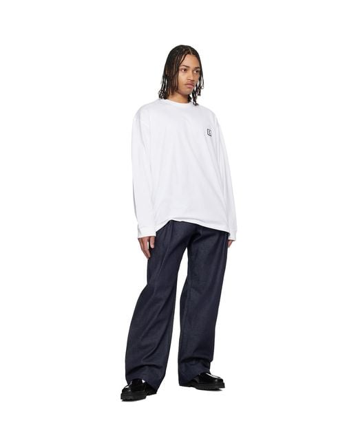 Wooyoungmi White Long Sleeve Logo T-Shirt for men