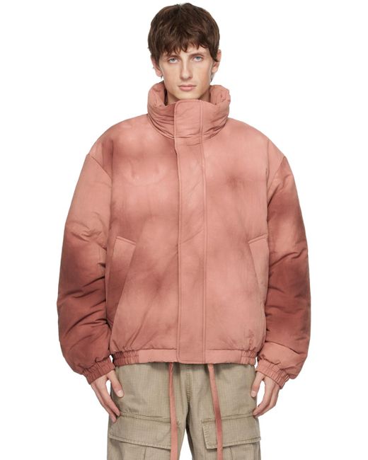 Acne Pink Garment-dyed Puffer Jacket for men