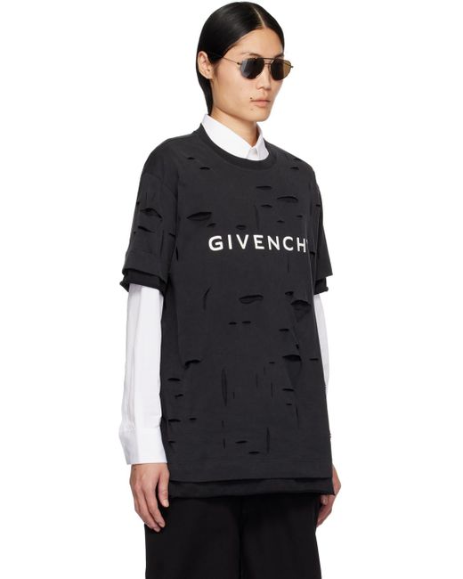 T-shirt noir à découpes Givenchy pour homme en coloris Black