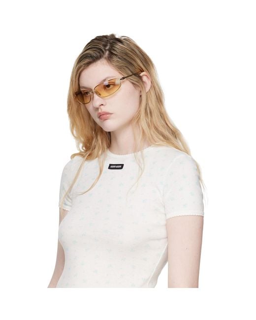 Miu Miu Natural Rimless Metal Oval Sunglasses