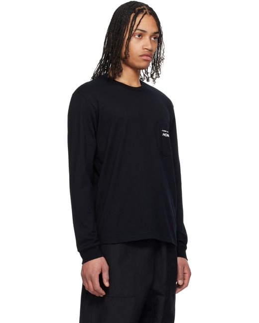 メンズ Comme des Garçons ブラック ポケット 長袖Tシャツ Black