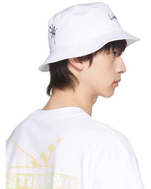 we11done White Hotfix Star Bucket Hat for men
