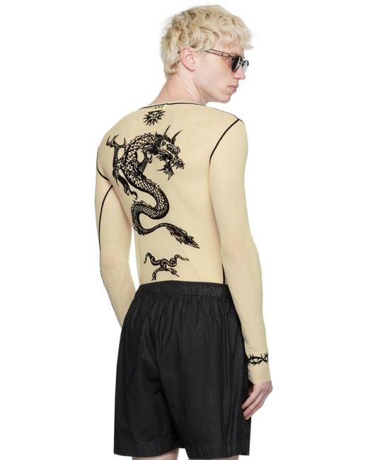 Jean Paul Gaultier Black Off-white Flocked Long Sleeve T-shirt for men
