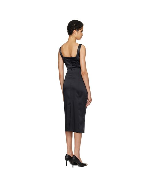 Versace Jeans Couture Black Satin Midi Dress