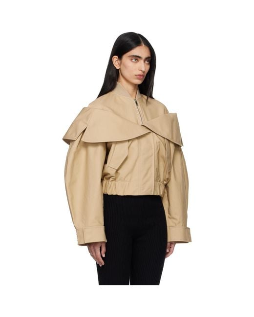 Ganni Natural Cotton Bomber Jacket