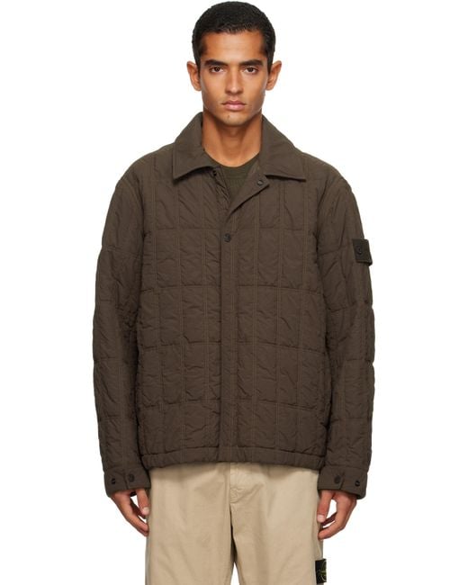 メンズ Stone Island ブラウン 4100099 Smerigliato ナイロン ジャケット Brown