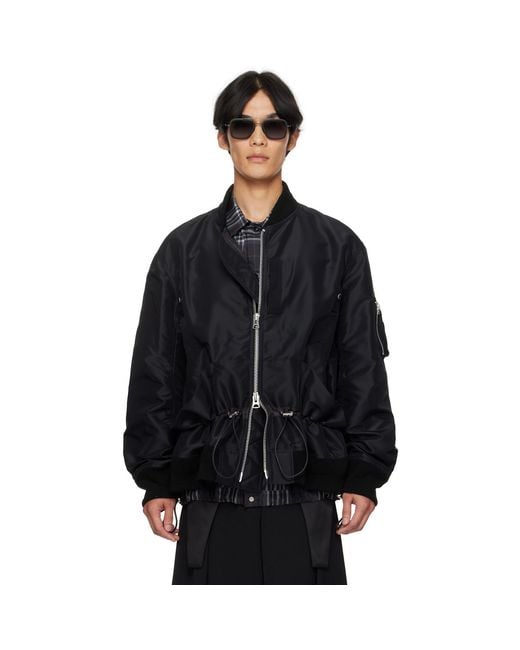 Sacai Black Nylon Twill Bomber Jacket for men