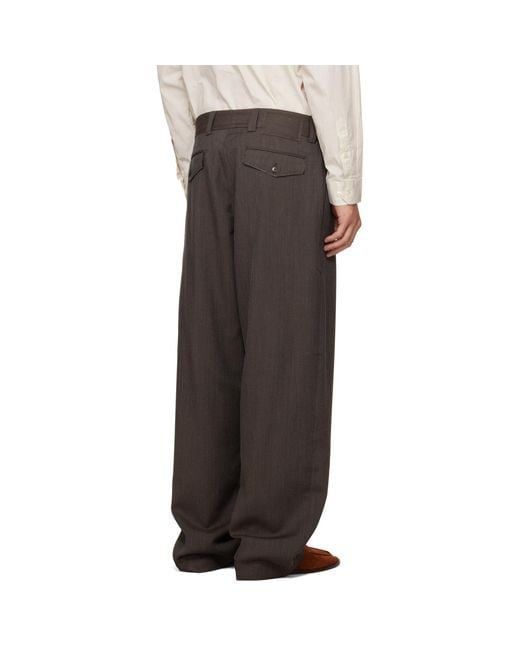mfpen Gray Taupe Patch Trousers for men