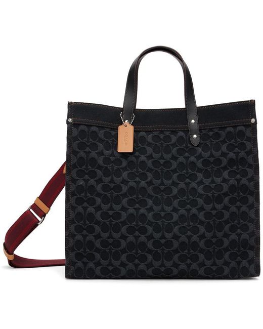 coach field tote 40 denim