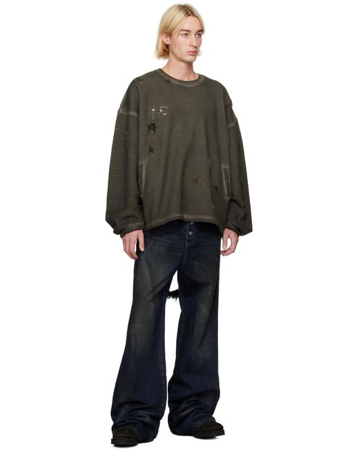 メンズ THUG CLUB カーキ ダメージ スウェットシャツ ブラック | Lyst