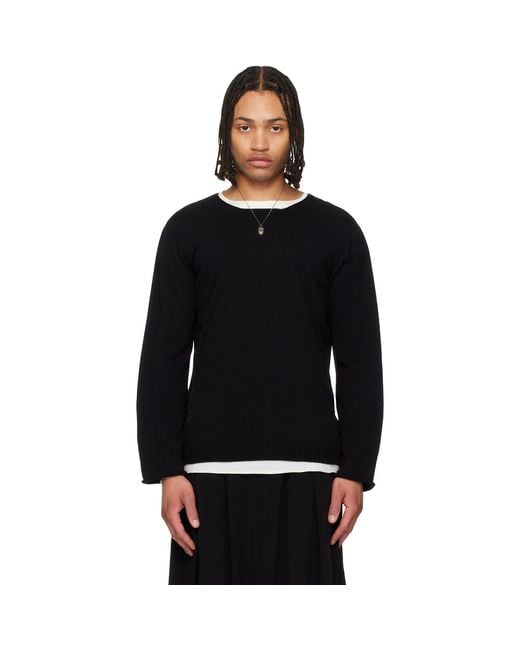 Yohji Yamamoto Black Cotton Cashmere Round Neck Po Knit Sweater for men
