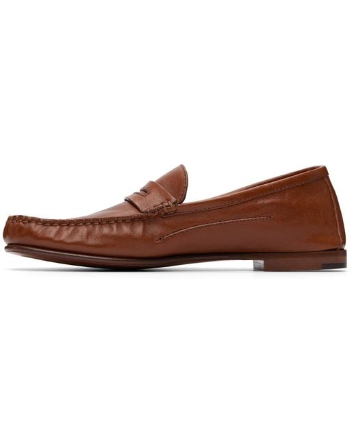 Versace Brown Tan Guanto Leather Loafers