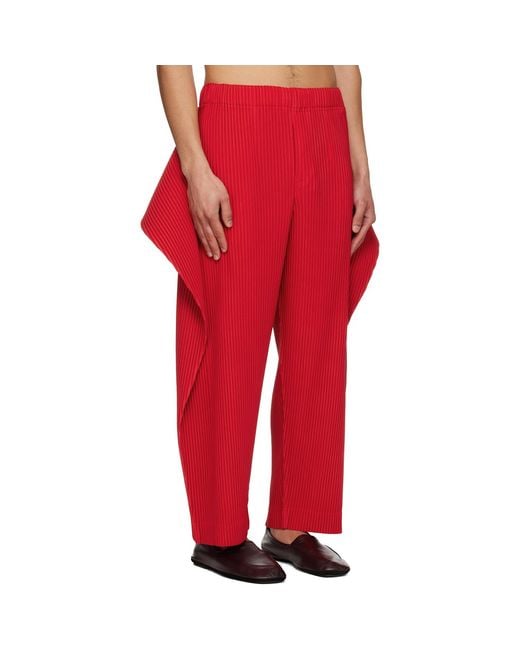 Homme Plissé Issey Miyake Red Cover And Fold Trousers for men