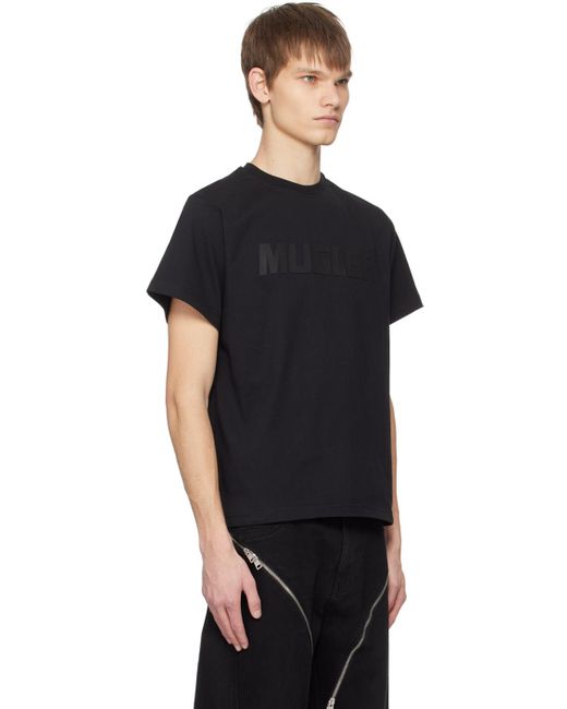 T-shirt noir à logo contrecollé Mugler pour homme en coloris Black