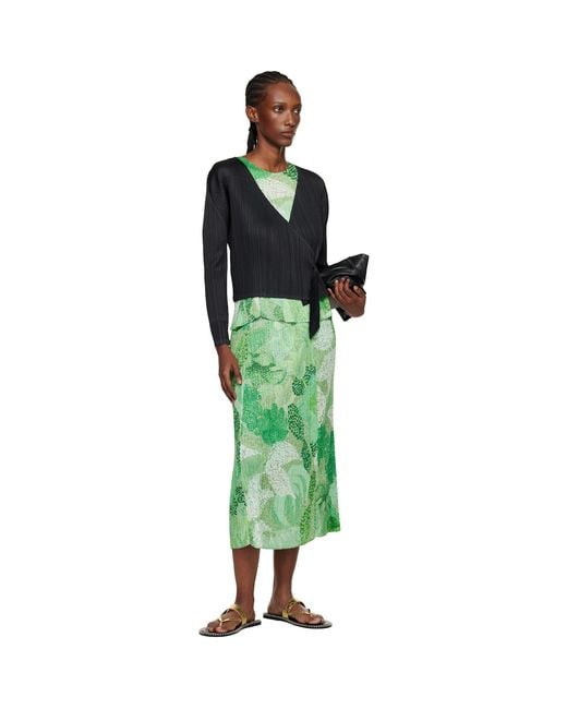 Pleats Please Issey Miyake Black Facade Cardigan