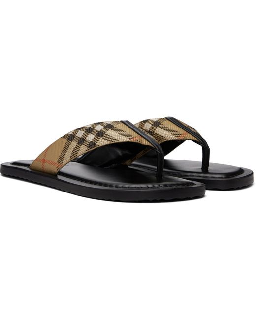 Burberry Brown Check Pavilion Sandals for men
