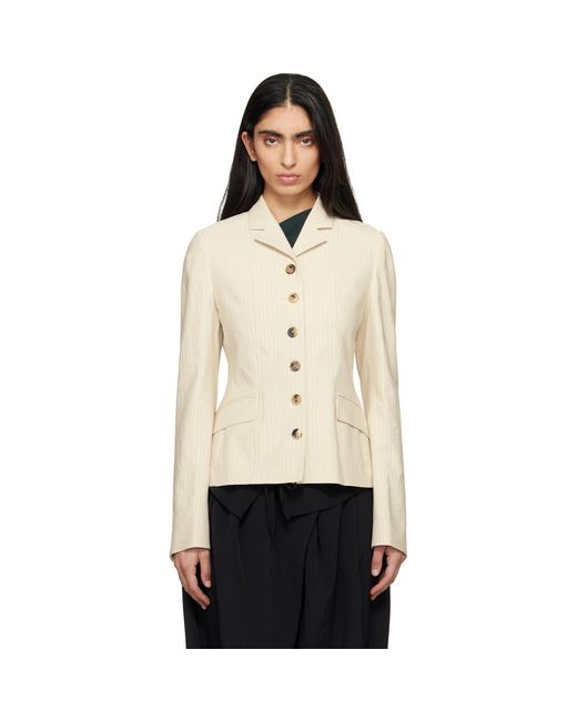 Dries Van Noten Natural Off- Tight Fitted Blazer