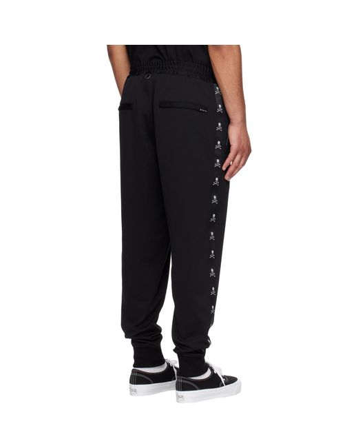 Mastermind Japan Black Skull Tape Jersey Track Pants for men