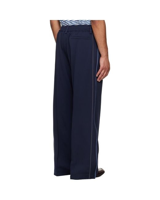 Marni Blue Piped Wool Twill Trousers for men