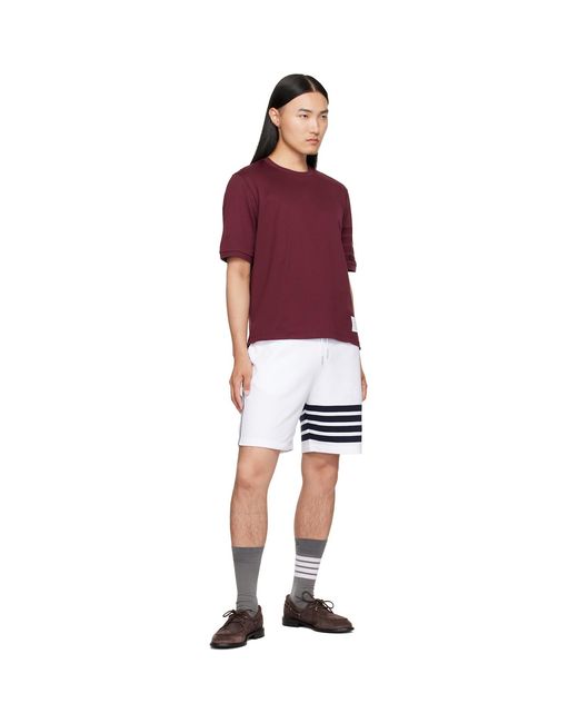 Thom Browne Red Burgundy Jersey Ottoman 4-Bar T-Shirt for men
