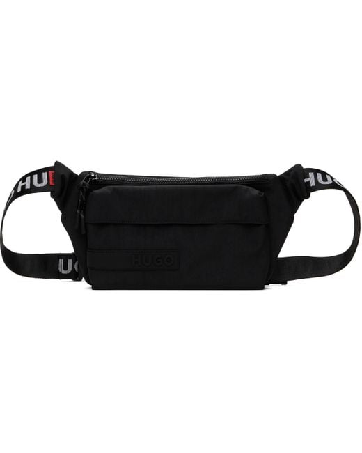 HUGO Black Logo Patch Belt Bag for men