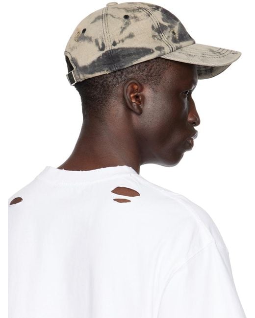 we11done Brown Gray Grunge Cap for men