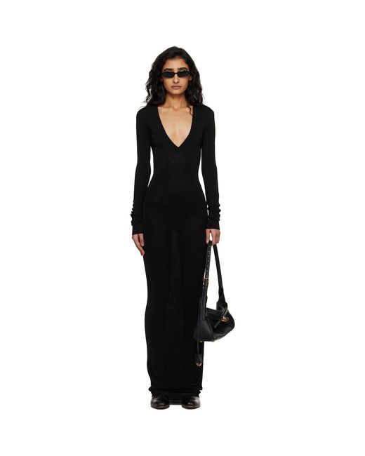 Entire studios Black Long Sleeve V Neck Maxi Dress