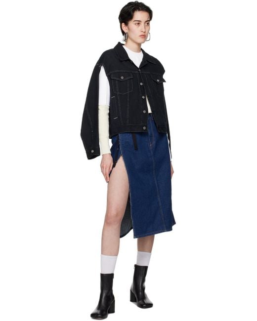 MM6 by Maison Martin Margiela Blue Indigo Wrap Denim Midi Skirt