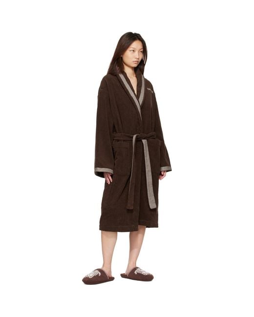 Versace Brown Cotton-Terry Jacquard Bathrobe